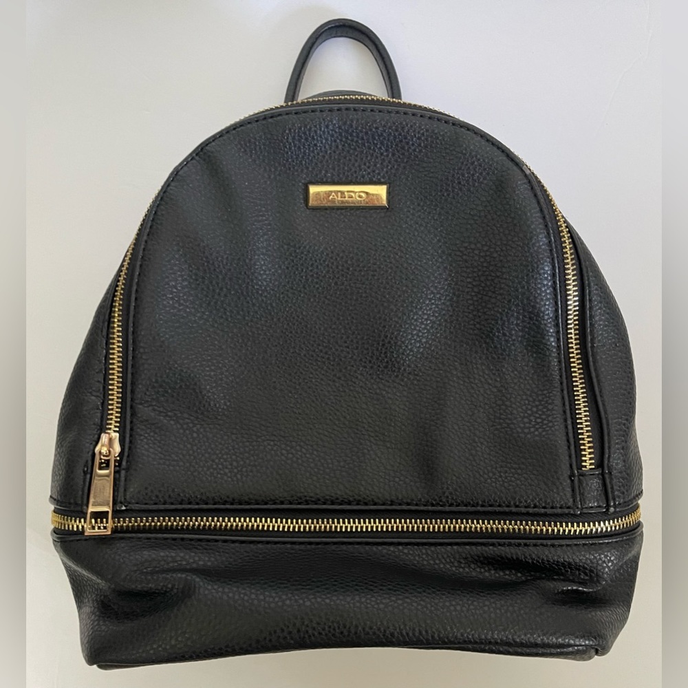 Aldo Black Faux Leather Small Mini Backpack Fashion Bag